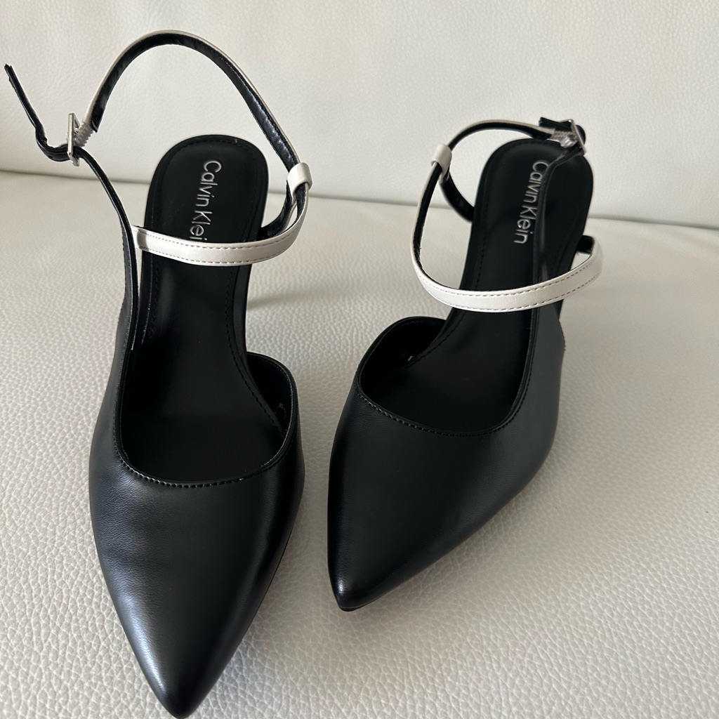 New Calvin Klein Cordera Black And White Heels